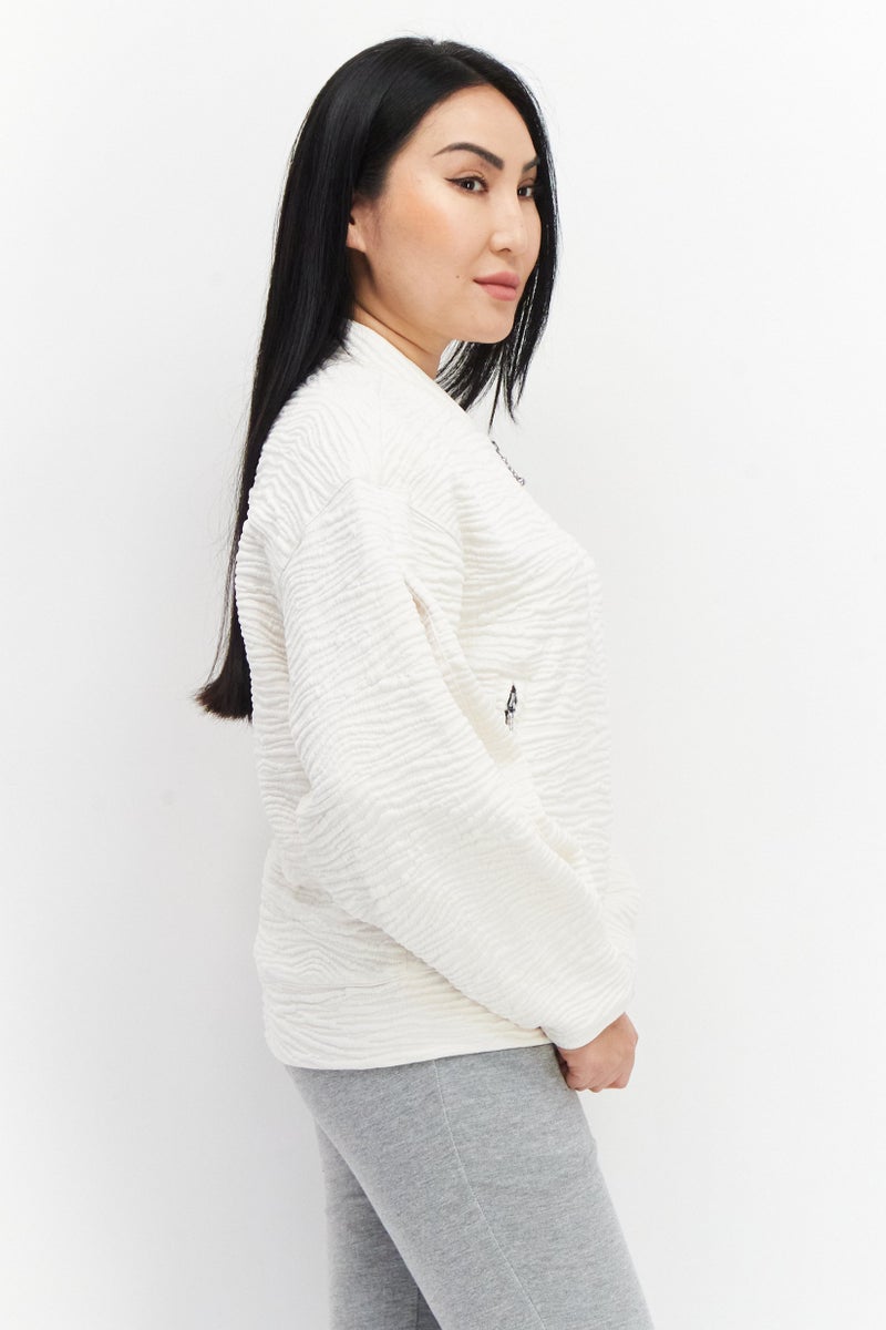 PUMA Women Sportswear Fit Jacquard Outdoor Bomber Jacket, Off White - Image 4